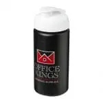 Branded Baseline Plus Grip Flip Lid Bottle 500ml in black with white lid and printed logo