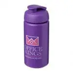 Personalised Baseline Plus Grip Flip Lid Bottle 500ml in purple with purple lid and printed logo