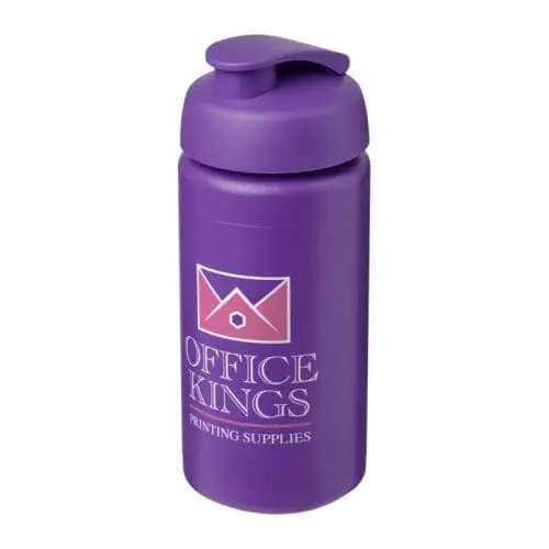 Personalised Baseline Plus Grip Flip Lid Bottle 500ml in purple with purple lid and printed logo