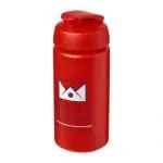 Customised Baseline Plus Grip Flip Lid Bottle 500ml in red with red lid and printed logo