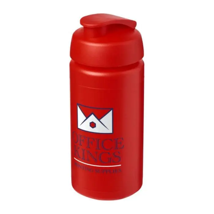 Customised Baseline Plus Grip Flip Lid Bottle 500ml in red with red lid and printed logo