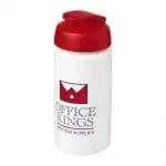 Promotional Baseline Plus Grip Flip Lid Bottle 500ml in white with red lid and printed logo