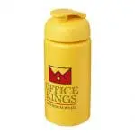 Printed Baseline Plus Grip Flip Lid Bottle 500ml in yellow with yellow lid and printed logo