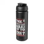 Customised Baseline Plus Grip Flip Lid Bottle 750ml in black with black lid and printed logo