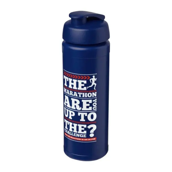 Personalised Baseline Plus Grip Flip Lid Bottle 750ml in blue with blue lid and printed logo