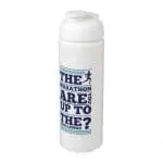 Printed Baseline Plus Grip Flip Lid Bottle 750ml in white with white lid and printed logo