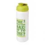 Promotional Baseline Plus Grip Flip Lid Bottle 750ml in white with light green lid and printed logo