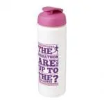 Printed Baseline Plus Grip Flip Lid Bottle 750ml in white with pink lid and printed logo