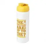 Printed Baseline Plus Grip Flip Lid Bottle 750ml in white with yellow lid and printed logo