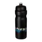 Customised Baseline Plus Grip Push/Pull Bottle 650ml in black with black lid and printed logo