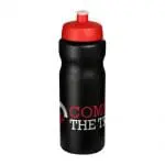 Branded Baseline Plus Grip Push/Pull Bottle 650ml in black with red lid and printed logo