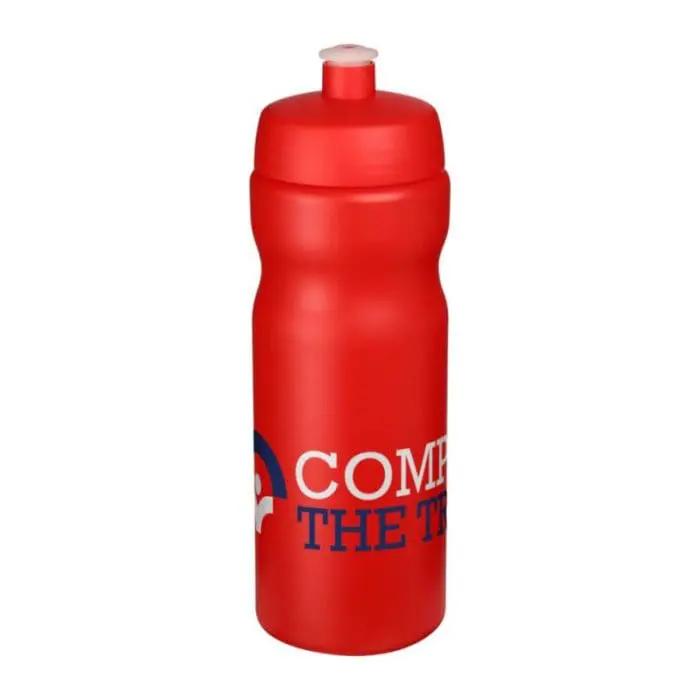 Promotional Baseline Plus Grip Push/Pull Bottle 650ml in red with red lid and printed logo