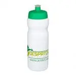 Promotional Baseline Plus Grip Push/Pull Bottle 650ml in white with green lid and printed logo