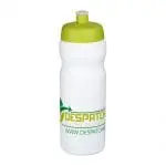 Promotional Baseline Plus Grip Push/Pull Bottle 650ml in white with light green lid and printed logo