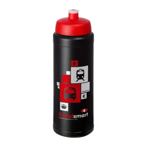 Branded Baseline Plus Grip Push/Pull Bottle 750ml in black with red lid and printed logo