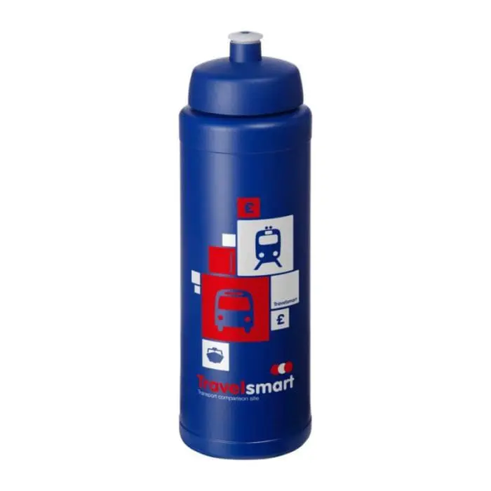 Branded Baseline Plus Grip Push/Pull Bottle 750ml in blue with blue lid and printed logo