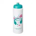 Promotional Baseline Plus Grip Push/Pull Bottle 750ml in white with turquoise lid and printed logo