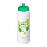 Promotional Baseline Plus Grip Push/Pull Bottle 750ml in white with green lid and printed logo