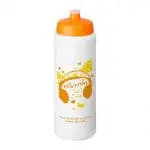 Printed Baseline Plus Grip Push/Pull Bottle 750ml in white with orange lid and printed logo