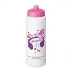 Printed Baseline Plus Grip Push/Pull Bottle 750ml in white with pink lid and printed logo