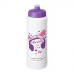 Printed Baseline Plus Grip Push/Pull Bottle 750ml in white with purple lid and printed logo