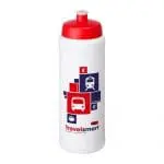 Printed Baseline Plus Grip Push/Pull Bottle 750ml in white with red lid and printed logo