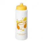 Printed Baseline Plus Grip Push/Pull Bottle 750ml in white with yellow lid and printed logo