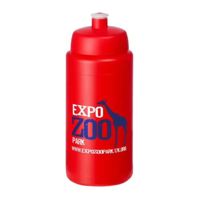 Branded Baseline Plus Grip Push/Pull Lid Bottle 500ml in red with red lid and printed logo