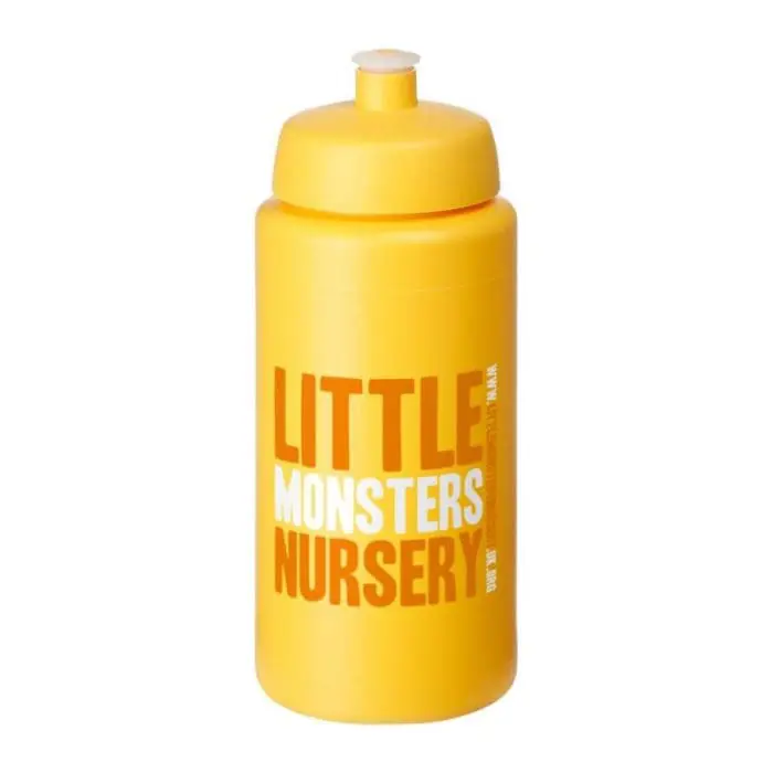 Printed Baseline Plus Grip Push/Pull Lid Bottle 500ml in yellow with yellow lid and printed logo