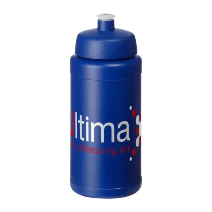 Branded Baseline Plus Push/Pull Lid Bottle 500ml in blue with blue lid and printed logo