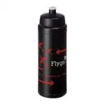 Branded Baseline Plus Push/Pull Lid Bottle 750ml in black with black lid and printed logo