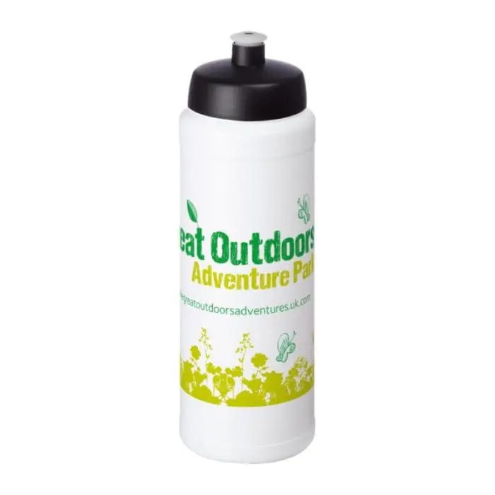 Personalised Baseline Plus Push/Pull Lid Bottle 750ml in white with black lid and printed logo