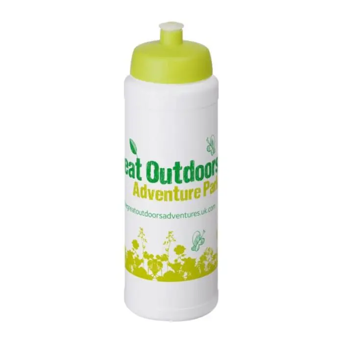 Promotional Baseline Plus Push/Pull Lid Bottle 750ml in white with light green lid and printed logo