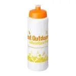 Promotional Baseline Plus Push/Pull Lid Bottle 750ml in white with orange lid and printed logo