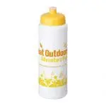 Printed Baseline Plus Push/Pull Lid Bottle 750ml in white with yellow lid and printed logo