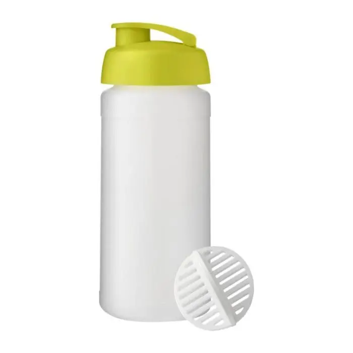 Branded Baseline Plus Shaker Bottle 500ml in white with white mixer and coloured lid with printed logo