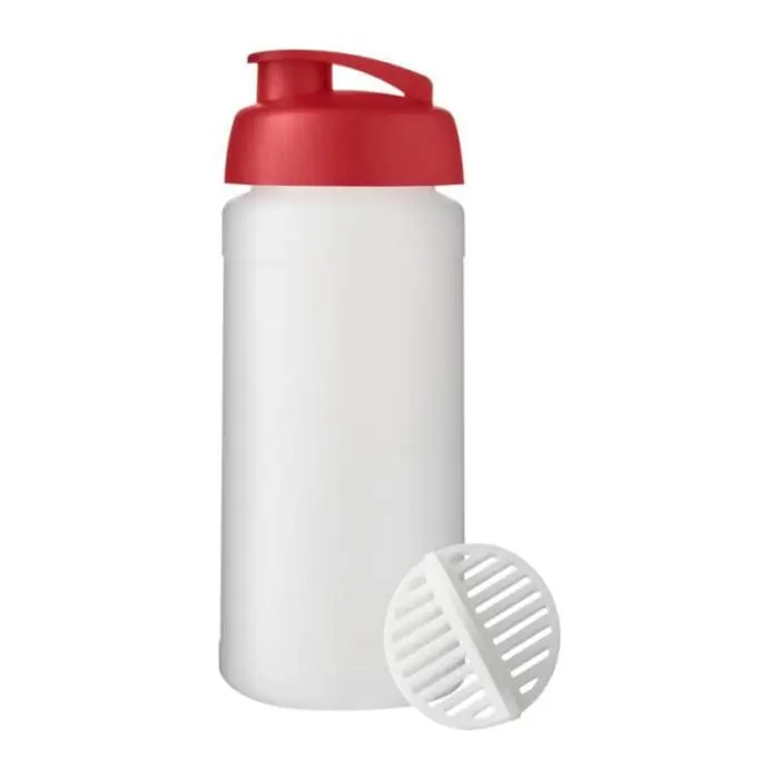 Branded Baseline Plus Shaker Bottle 500ml in white with white mixer and coloured lid with printed logo