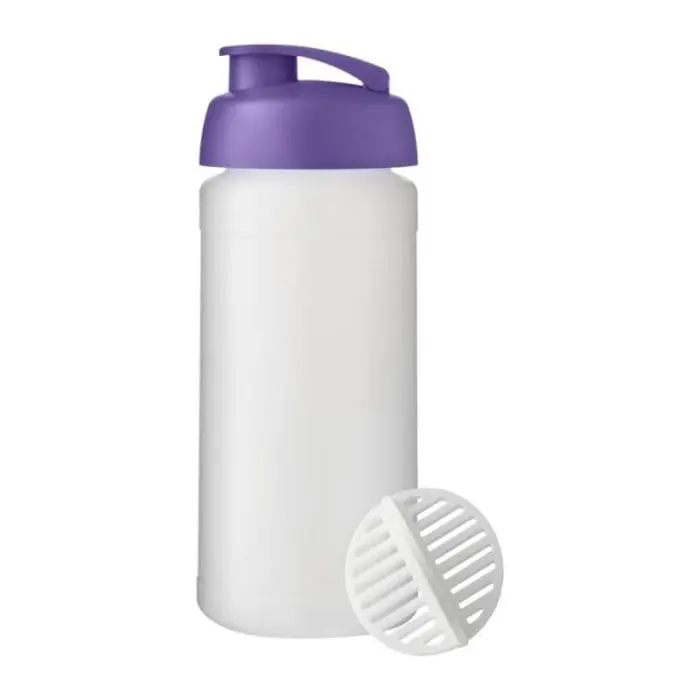 Personalised Baseline Plus Shaker Bottle 500ml in white with white mixer and coloured lid with printed logo