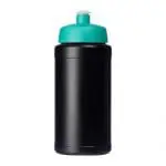 Branded Baseline Recycled Sports Bottle 500ml in black with coloured lid and printed logo