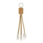 Branded Wheat Straw & Cork 3-in-1 Charging Cable with printed logo