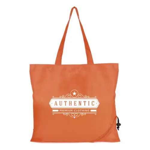 Promotional Bayford foldable shopper bag in orange with printed logo