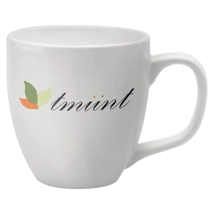 Promotional white Belfast mug with printed logo or design