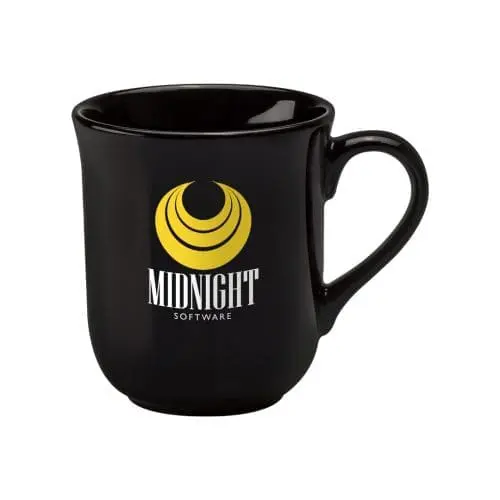 Custom-branded Bell mug in black with printed logo or design