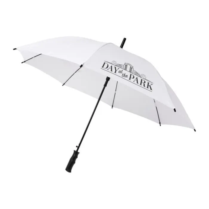 Printed Bella Auto Open Windproof Umbrella in white with printed logo