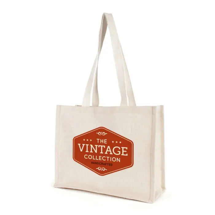 Branded jute shopper bag with printed logo