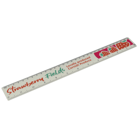 Promotional biodegradable 30cm ruler in white with printed logo or design