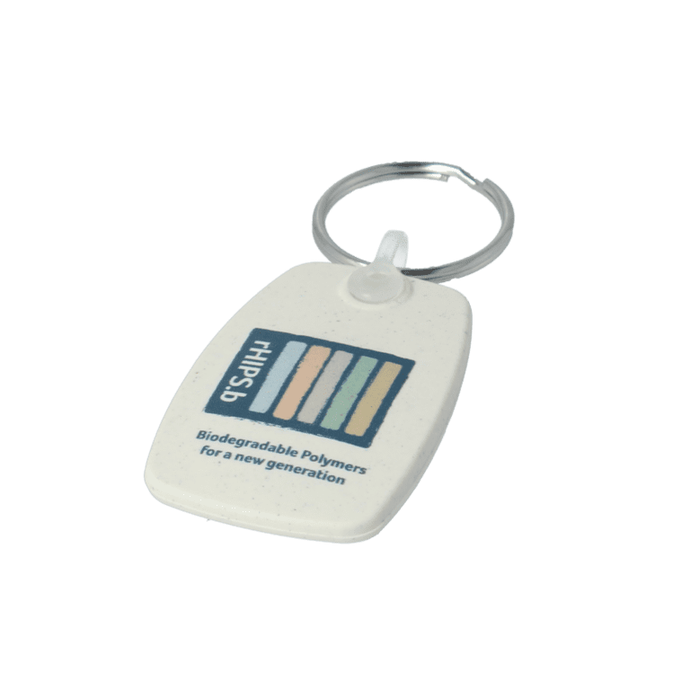 Promotional biodegradable compact keyring with printed logo