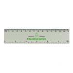 Promotional biodegradable recycled 15cm ruler in white with printed logo