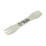 Promotional biodegradable spork in white with printed logo or design