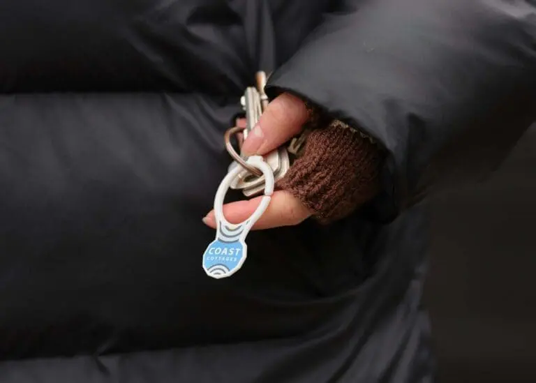 Custom-branded biodegradable trolley coin clip in sky blue with printed logo